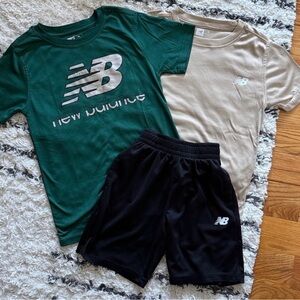 New Balance Black Tee with White NB Logo Close-Up